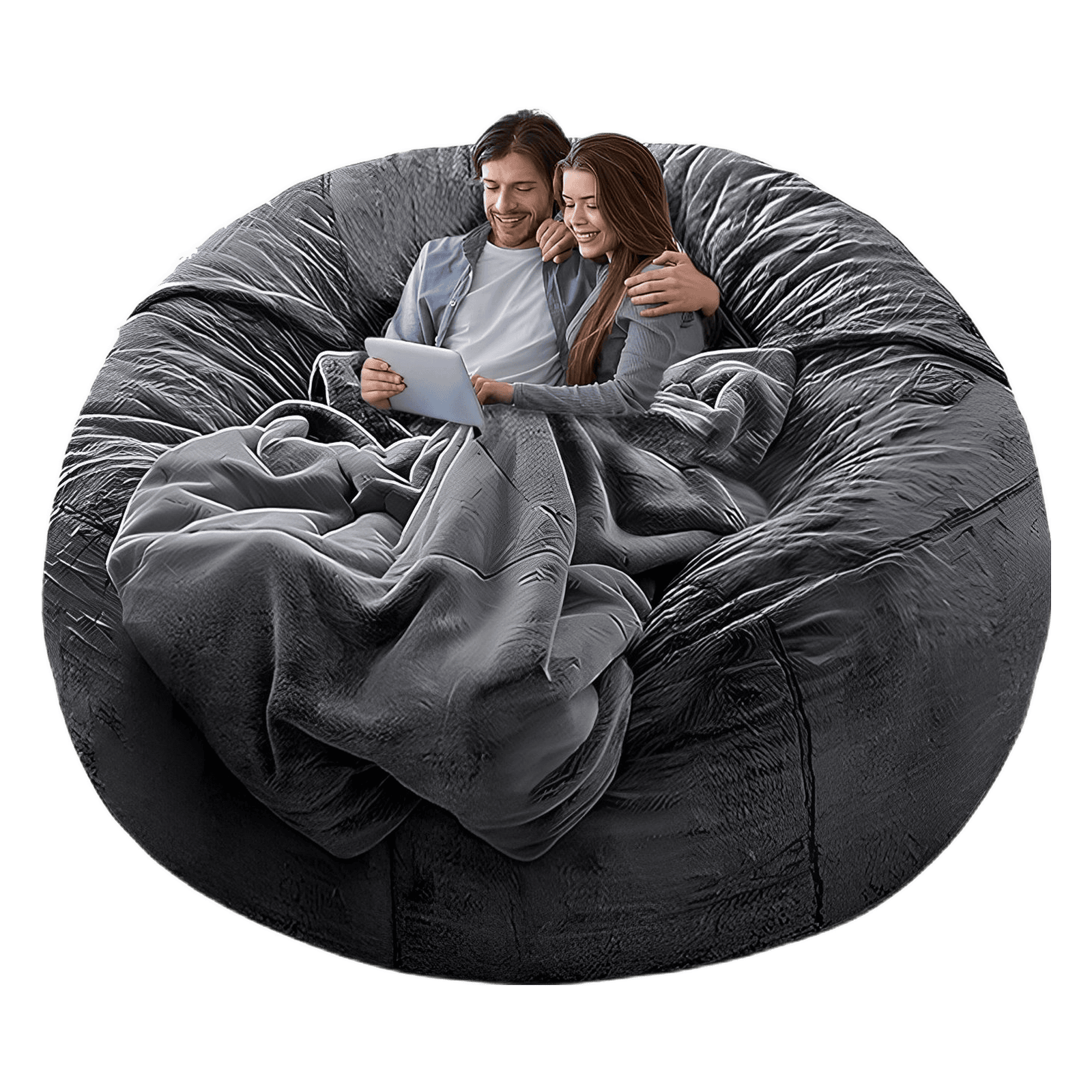 0f2b8dd8-0884-4e20-a439-0690c603ca33 YudouTech Bean Bag Chair Cover Without Filler,Big Round Soft Fluffy PV Velvet Washable Bean Bag Lazy Sofa Bed Cover for Adults - Image 1